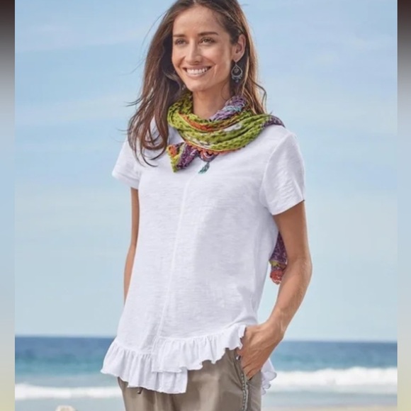 Sundance Asymmetrical V-Neck Ruffle Top - Picture 1 of 8